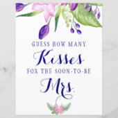 キスエレガントフローラブライダルシャワー標識 (正面)