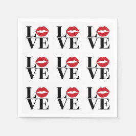 キスオブラブレッドモダンリップ紙ナプキンス スタンダードカクテルナプキン