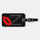 キスカスタムリップブラックレッドリップスティックネルソンモノグラム ラゲッジタグ (正面横)