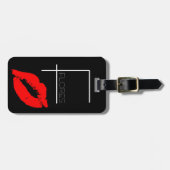 キスカスタムリップブラックレッドリップスティックフローズモノグラム ラゲッジタグ (正面横)