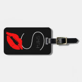 キスカスタムリップ黒赤口紅スミスモノグラム ラゲッジタグ (正面横)