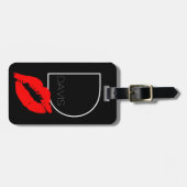 キスカスタムリップ黒赤口紅デービスモノグラム ラゲッジタグ (正面横)