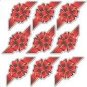 キスカットのステッカーを郵送するための赤いスパークリーのギフト弓 シール (正面)