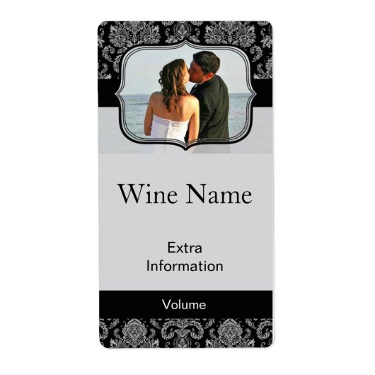キスクラシック付きブラックパターンドワインラベル ラベル (正面)