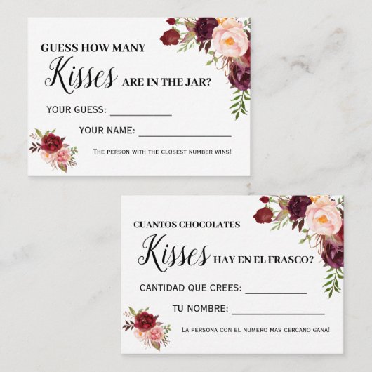 キスゲーム英語シャワスペインのーカード数 プレイスカード (正面/裏面)