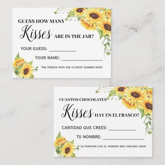 キスゲーム英語シャワスペインのーカード数 プレイスカード (正面/裏面)