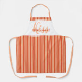 キスザおもしろい調理師ユーモアモダンピーチオレンジかわいい エプロン (正面)