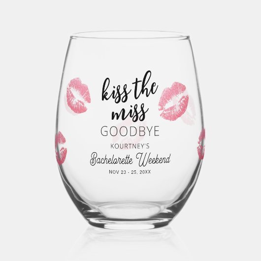 キスザバイ恋しく思のバチェロレッテ ステムなしワイングラス (正面)