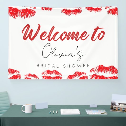 キスザバイ恋しく思ザーブライダルシャワーウェルカムサイン 横断幕 (トレードショー)