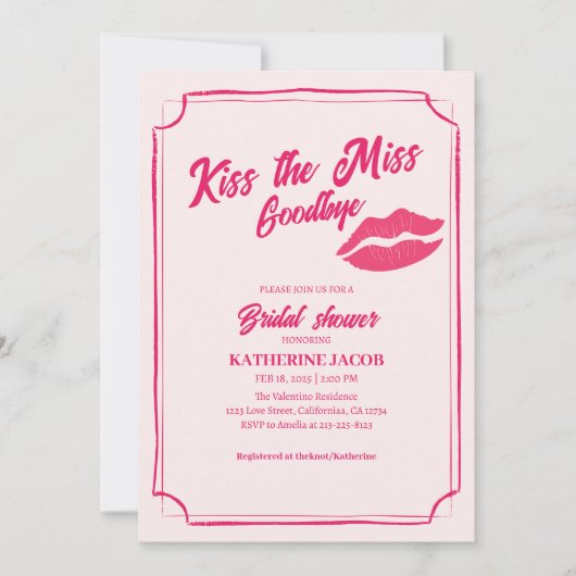 キスザバイ恋しく思ターバレンタインブライダルシャワー 招待状 (正面)