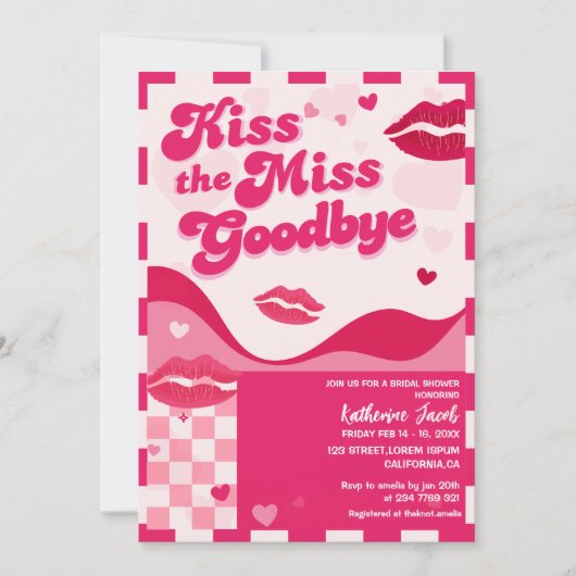 キスザバイ恋しく思ヴァレンティネスブライダルシャワー 招待状 (正面)
