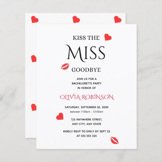 キスザボー恋しく思グレーバチェロレッテ招待状 (正面/裏面)