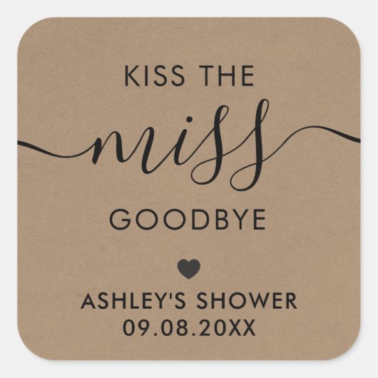 キスザボー恋しく思フブライダルシャワーラベルクラフト スクエアシール (正面)