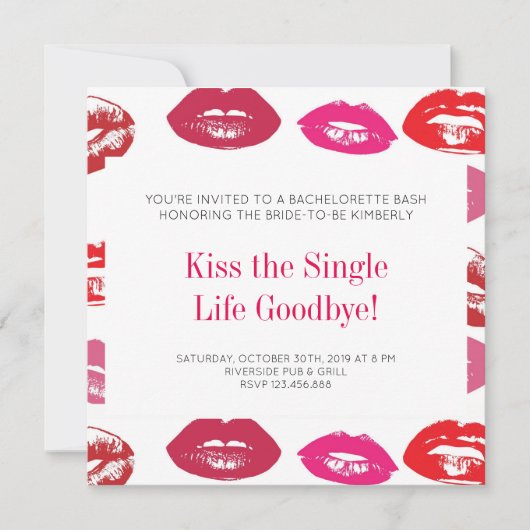 キスザライフ独身のサヨナバチェロレッテ 招待状 (正面)