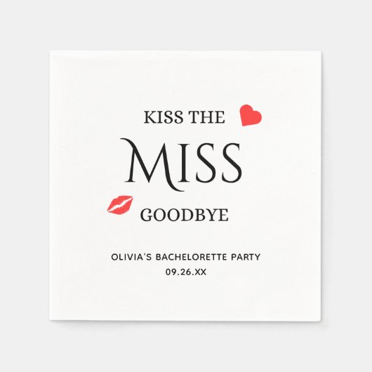 キスザ恋しく思グレーフブライダルシャワーバチェロレッテ スタンダードカクテルナプキン (正面)