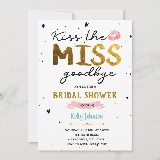 キスザ恋しく思バイブライダルシャワーカード 招待状 (正面)