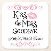 キスザ恋しく思バイブライダルシャワー スクエアペーパーコースター (正面)