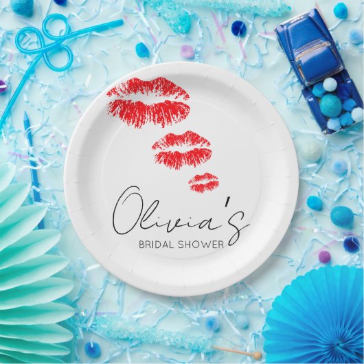 キスザ恋しく思バイブライダルシャワー ペーパープレート (パーティー)
