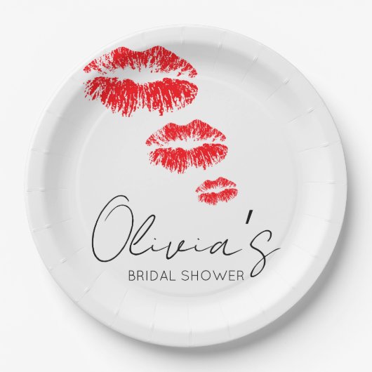 キスザ恋しく思バイブライダルシャワー ペーパープレート (正面)