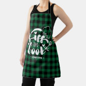 キスザ調理師おもしろいグリーンプレイドキッチン エプロン (インサイチュ)