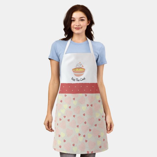 キスザ調理師コージーキッチンハートアダルトエプロン エプロン (着用した状態)