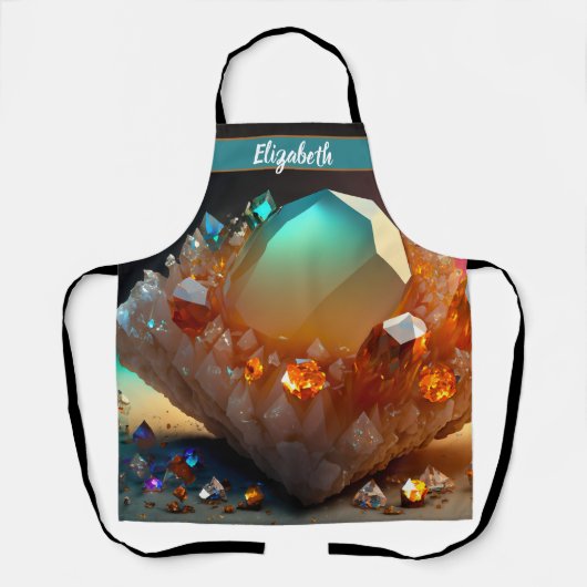 キスザ調理師フードシェフキッチンBBQベイカークリスタル エプロン (正面)