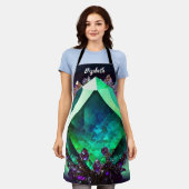 キスザ調理師フードシェフキッチンBBQベイカークリスタル エプロン (着用した状態)