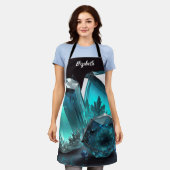 キスザ調理師フードシェフキッチンBBQベイカークリスタル エプロン (着用した状態)