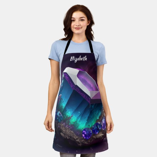 キスザ調理師フードシェフキッチンBBQベイカークリスタル エプロン (着用した状態)