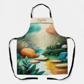 キスザ調理師フードシェフキッチンBBQベイカーナチュラル エプロン (正面)