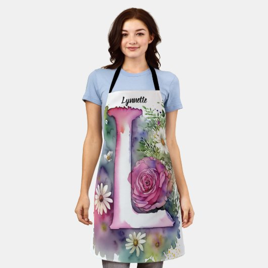 キスザ調理師フードシェフキッチンBBQベイカーモノグラム エプロン (着用した状態)