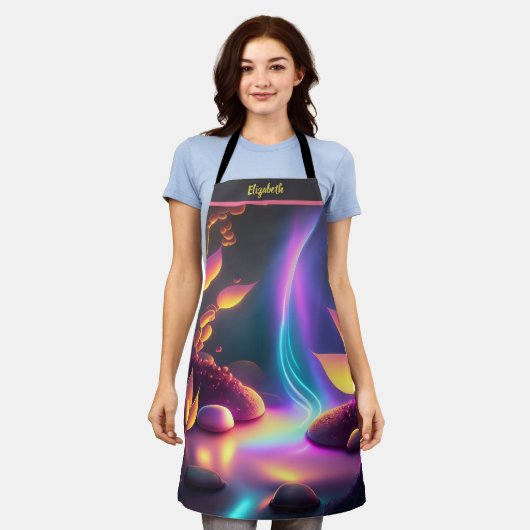 キスザ調理師フードシェフキッチンBBQベーカーファンタジー エプロン (着用した状態)