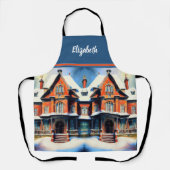 キスザ調理師フードシェフキッチンBBQベーカー冬 エプロン (正面)