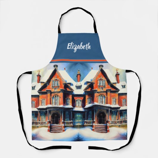 キスザ調理師フードシェフキッチンBBQベーカー冬 エプロン (正面)