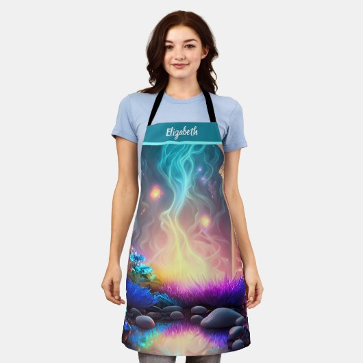 キスザ調理師フードシェフキッチンBBQベーカーNeon エプロン (着用した状態)