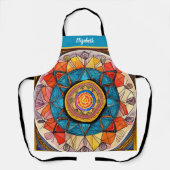 キスザ調理師フードシェフキッチンBBQ幾何学模様 エプロン (正面)