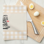 キスザ調理師、クリームジンガムプレイド キッチンタオル (四つ折り)