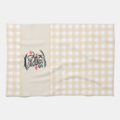 キスザ調理師、クリームジンガムプレイド キッチンタオル (横)