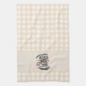 キスザ調理師、クリームジンガムプレイド キッチンタオル (縦)
