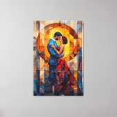 キスステンドグラスのモザイクのアートワーク キャンバスプリント (正面)