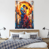 キスステンドグラスのモザイクのアートワーク キャンバスプリント (インサイチュ (寝室))