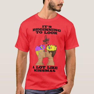 キススマスの季節が近づいてる?LGBTQ+ フランク キリスト教のおもしろクリスマス Tシャツ