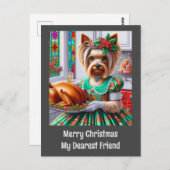 キストマスカード | Australian Silky Terrier Dogクリスマス ポストカード (正面/裏面)