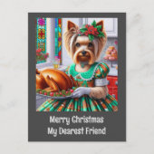 キストマスカード | Australian Silky Terrier Dogクリスマス ポストカード (正面)