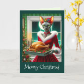 キストマスカード | Sphynx Cat Lady Turkey カード (黄色い花)