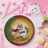 キストマスギフティングキツネ ペーパープレート (パーティー)