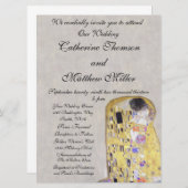 キスバイクリムトズホワイト結婚金ゴールドアールヌーボー 招待状 (正面/裏面)