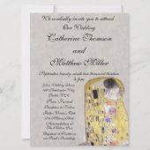 キスバイクリムトズホワイト結婚金ゴールドアールヌーボー 招待状 (正面)