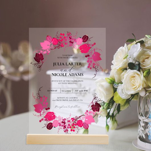 キスフランスのした甘いベリーの葡萄の結婚花 アクリル招待状