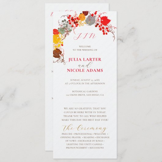 キスフランスのした甘いベリーの葡萄の結婚花 プログラム (正面/裏面)